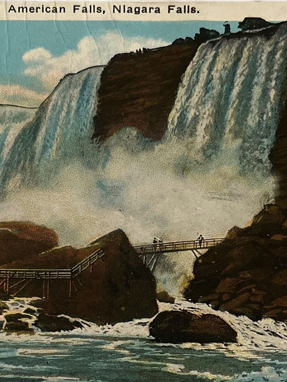 Vintage 1931 Lithograph Ephemera Postcard Travel Souvenir Niagara Falls, NY USA